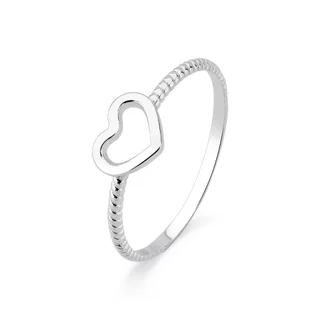 Anel de Prata 925 Coração e Detalhado em Oferta na Shopee