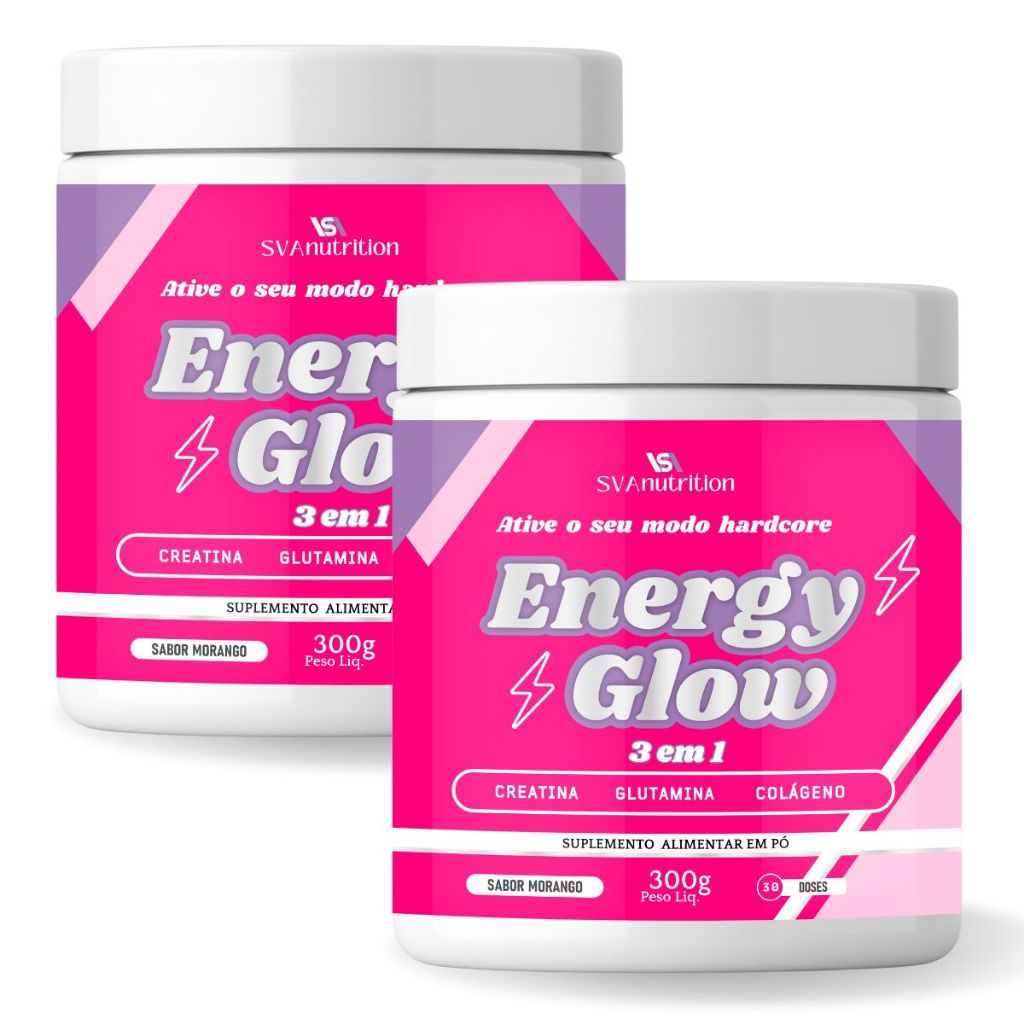 Kit 02 Creatina Rosa 3 em 1 Energy Glow - Suplemento Feminino com ...