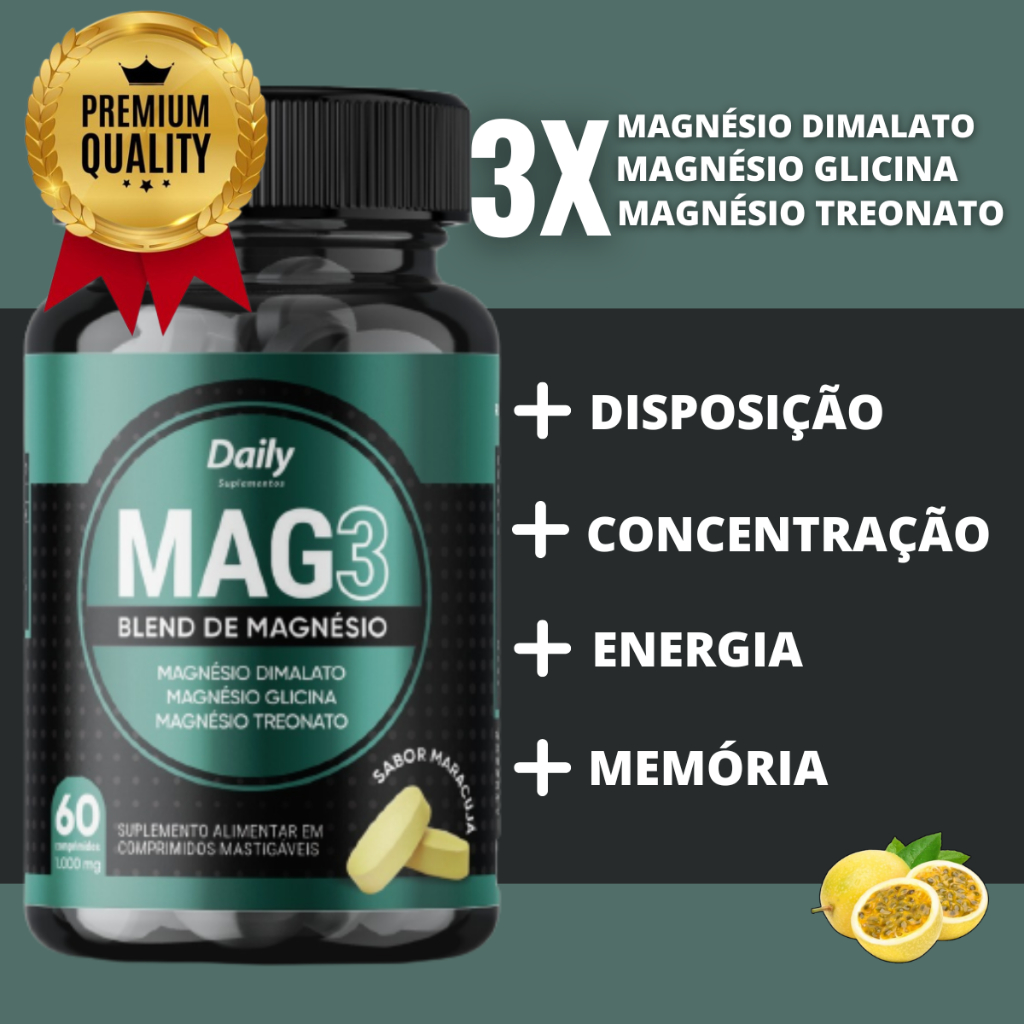 Blend de Magnésio Mag3 Original Daily Para Concentração Mastigável