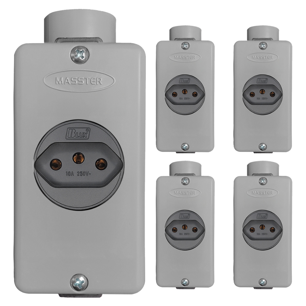 5 Conduletes PVC Com Tomada Redonda 10A Preta 1 Saida 3/4 | Shopee Brasil