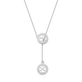 Colar Feminino de Prata 925 Gravatinha com Trevo e Zircônias Cravejada em Oferta na Shopee