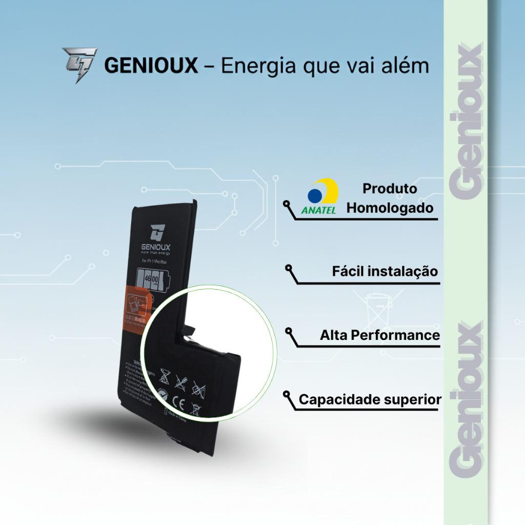 Bateria para iPhone 11 Pro Max GENIOUX ULTIMATE A2161 A2220 A2218