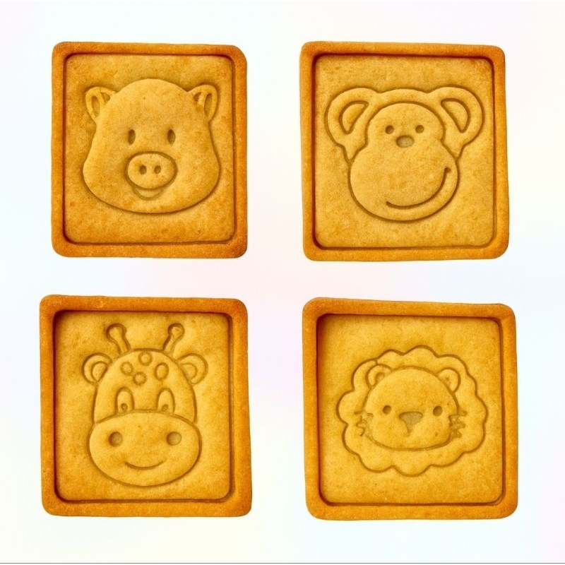 Carimbo + Cortador de Biscoito tema Animais Formato Quadrado
