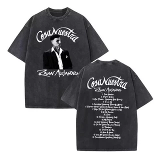 Camiseta Camisa Blusa Algodão Unissex vintage de verão 2025, Rauw Alejandro, álbum, turnê, 100%