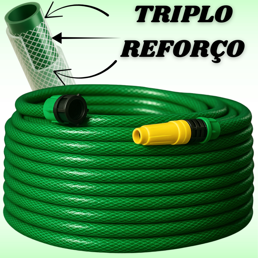 Mangueira de jardim Reforçada trançada 3 camadas verde