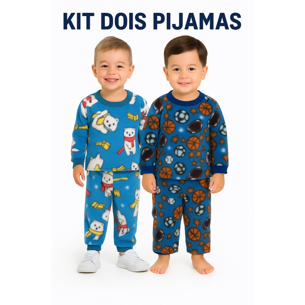 Kit 2 Pijamas Soft Longo Infantil Inverno Menino Menina Bebe em Oferta na Shopee