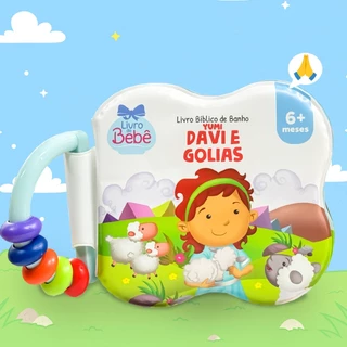 Livro do Bebê Nascimento Davi e Golias | Livro de Banho Sensorial E Interativo Em Silicone Com Chocalho em Oferta na Shopee
