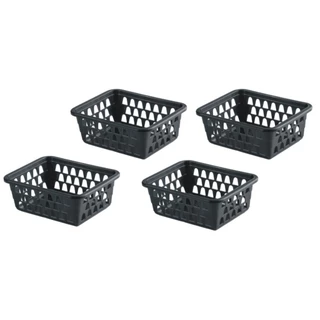 Kit 4 Cestinho Organizador Preto Gaveta Armário Escritório Higiene Prateleira em Oferta na Shopee