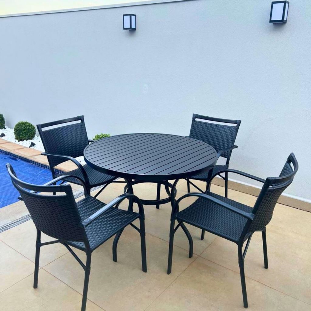 Mesa de Alumínio Para Areas Externas Varandas Gourmet Tampo Ripado 80cm ...