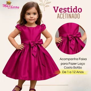 Vestido Infantil Menina Cor Formatura Casamentos Natal Liso Branco Terracota OLIVA Festa Casual