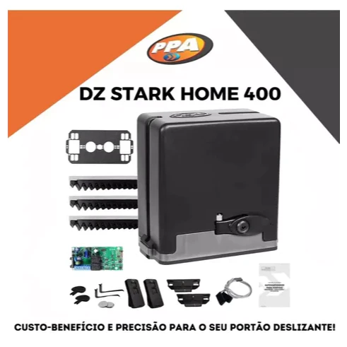 Motor Ppa Dz Stark Home 400kg 2 Controles 4metros Cremalheira Z14