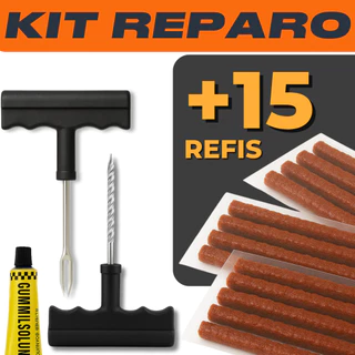 Kit Reparo Pneu Sem Camara Carro Moto + 15 Refis Macarrão Para Pneu