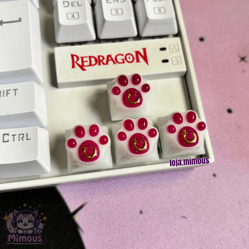Kit Keycaps Lunar Patinha fofa com Lua - Estrela - Tecla para teclado ...