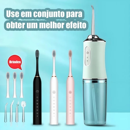 Conjunto dental dois em um - irrigador oral + escova de dentes elétrica recarregável profissional