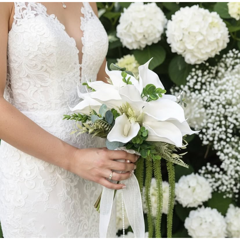 Buquê de Noiva de Copo de Leite Branco – Buquê de Casamento com Flores ...