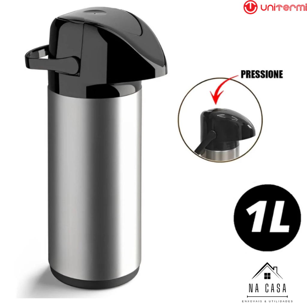 Garrafa de Café Térmica-1 Litro-600 ML em Inox Bebidas Quent