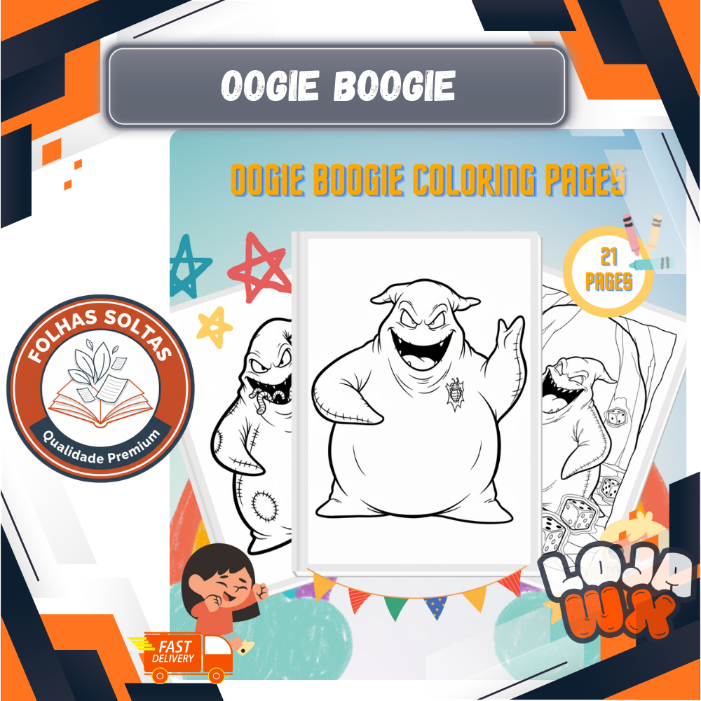 Oogie Boogie | 20 Desenhos para Colorir | Folhas Soltas A5 | Shopee Brasil