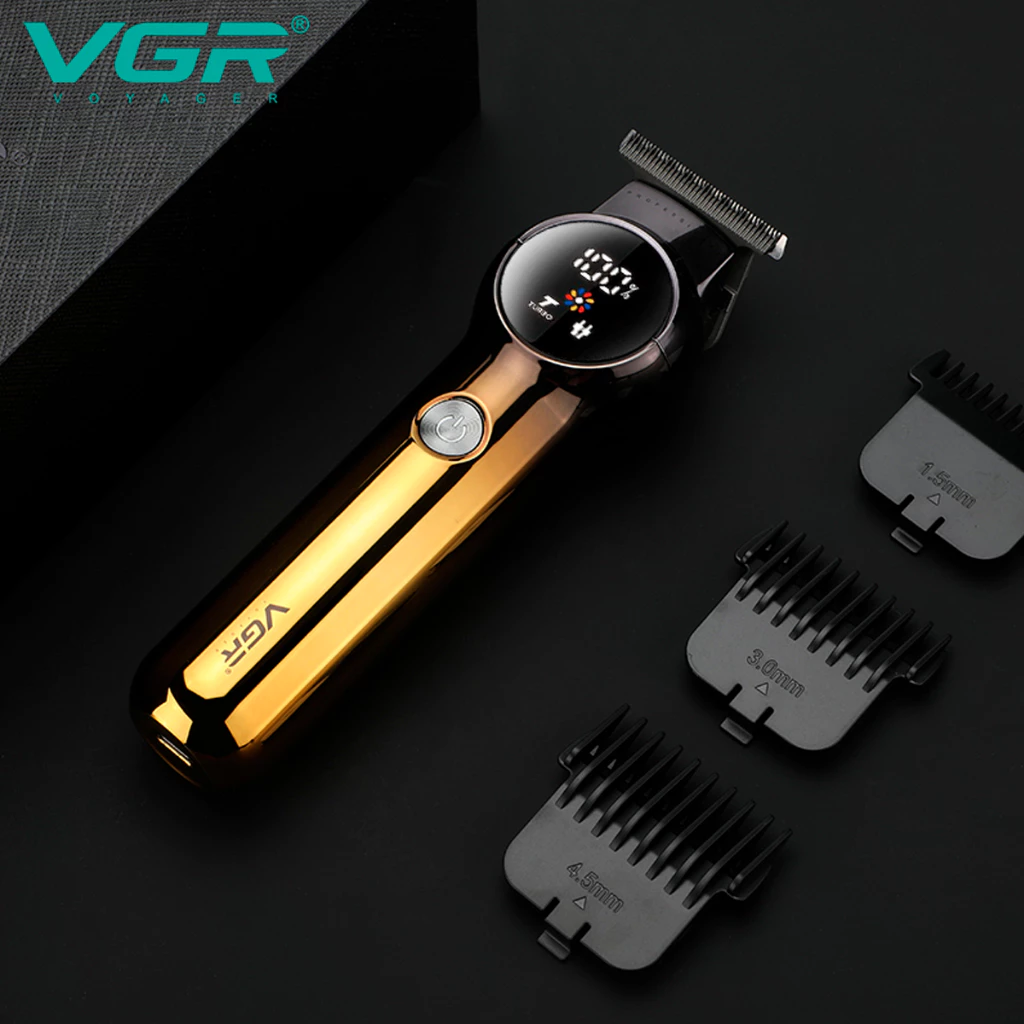 Máquina De Cortar Cabelo E Barba Profissional VGR OI VIDA OIV-989 Com Visor LED Recarregável