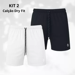 KIT 2 Calção Tecido Dry Futebol academia caminhada com bolso interno