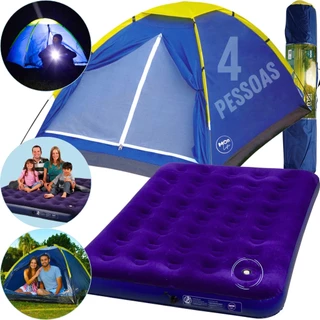 Kit Camping Barraca 4 pessoas + Colchão inflável CASAL MOR - MENOR PREÇO