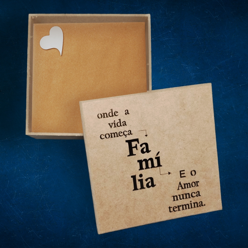Caixa Decorada Familia Embalagem de Presente Caixinha em MDF 15x15x5 Pronta Entrega em Oferta na Shopee