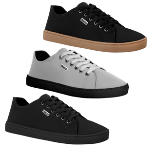 Kit 3 pares de tênis casual confortável estiloso
