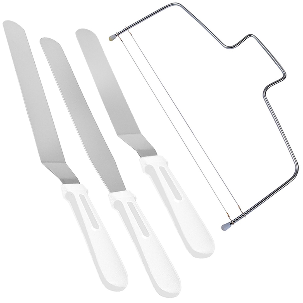 Kit 3 Espátulas Confeiteiro E Nivelador Em Aço Inox Para Bol