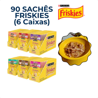 Kit  Friskies Ração Umida Gatos Sabores Mix 90 Sachês 6 Caixas em Oferta na Shopee