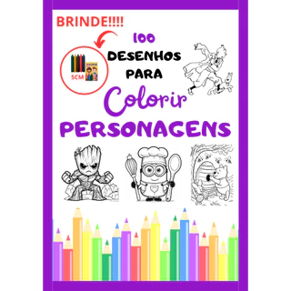 100 DESENHOS PERSONAGENS PARA COLORIR TAMANHO A4 OU A5 IMPRESSAO DE ALTA QUALIDADE E GIZ DE CERA em Oferta na Shopee