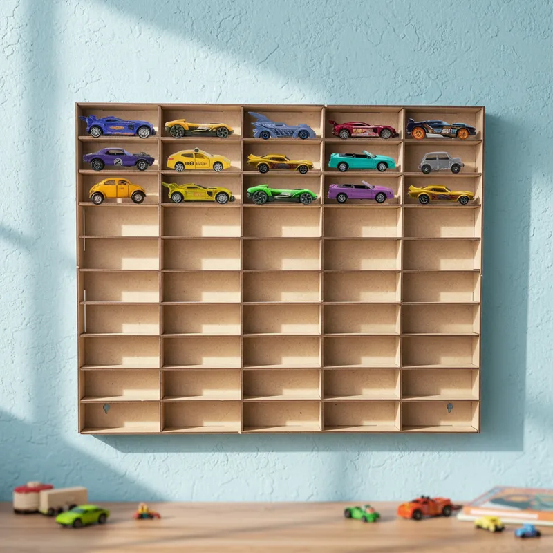Expositor Carrinhos Hotwheels Mdf Resistente Preto ou Cru para