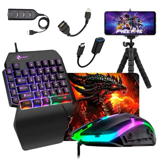 Kit Mobilador One Hand Gamer Completo Para Celular Com Teclado + Mouse Gamer Led RGB em Oferta na Shopee