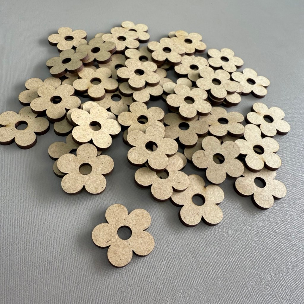 Kit 100 Unidades Flor MDF Artesanato Recorte Aplique Decorativo Caixa ...