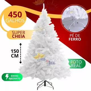 Árvore de Natal Branca Grande Pinheiro Decoração de Natal 450 Galhos 1.50 cm