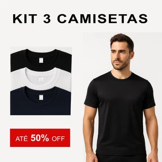 Kit 3 Camisetas Masculina Dry Fit Premium Camisa Lisa Treino Academia Corrida
