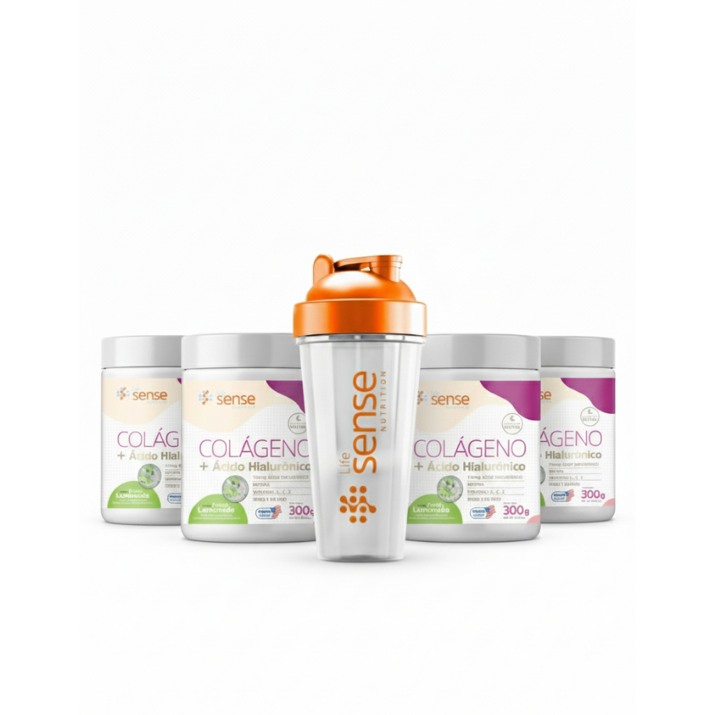 Kit 4x Colágeno com Àcido Hialurônico 300g + Coqueteleira - Life