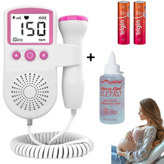 Kit Sonar Fetal Doppler Monitor Frequência Cardíaca / 1 Gel / Pilha Batimento Bebe Ultrassom - Envio em 24 horas