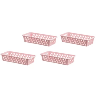 Kit 4 Cesto Organizador Multiuso Gaveta Retangular Grande Armario Prateleira em Oferta na Shopee