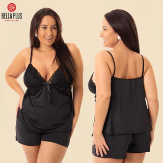 Pijama Short Doll Baby Doll Plus Size Liso Conforto C/ Renda em Oferta na Shopee