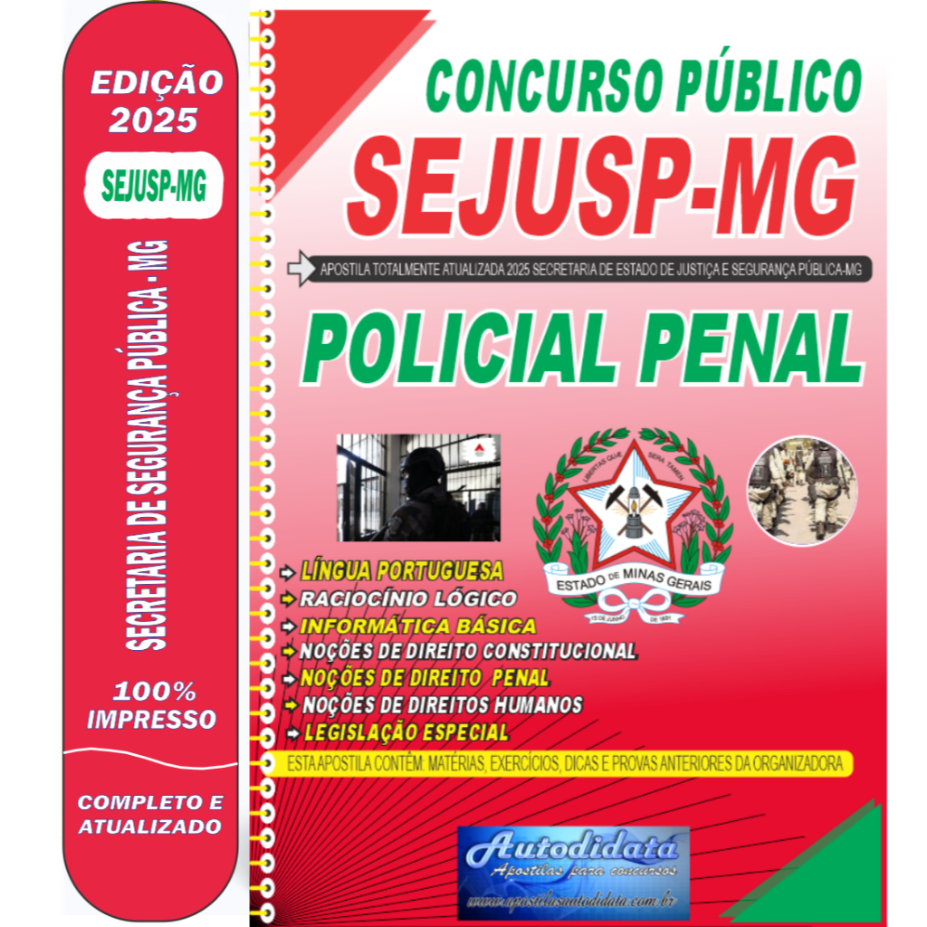 Apostila impressa concurso da SEJUSP MG 2025 PPMG - Polícial Penal ...