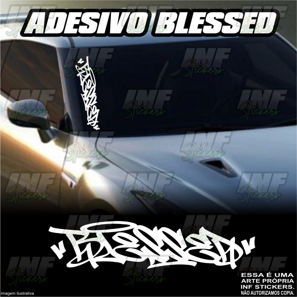 Adesivo para carro Frase Blessed grafite Parabrisas.