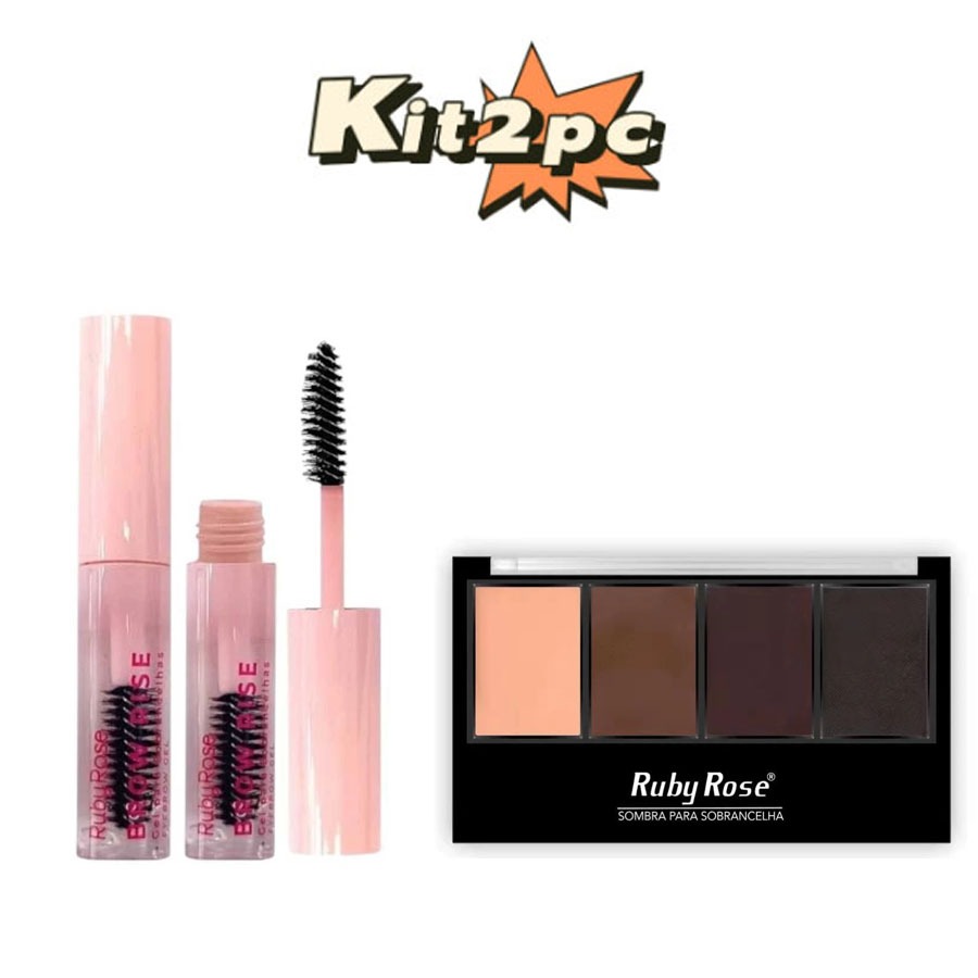 KIT /Brow Rise Gel Para Sobrancelhas Linha Rosa HB-E2503 +Sombra Para ...
