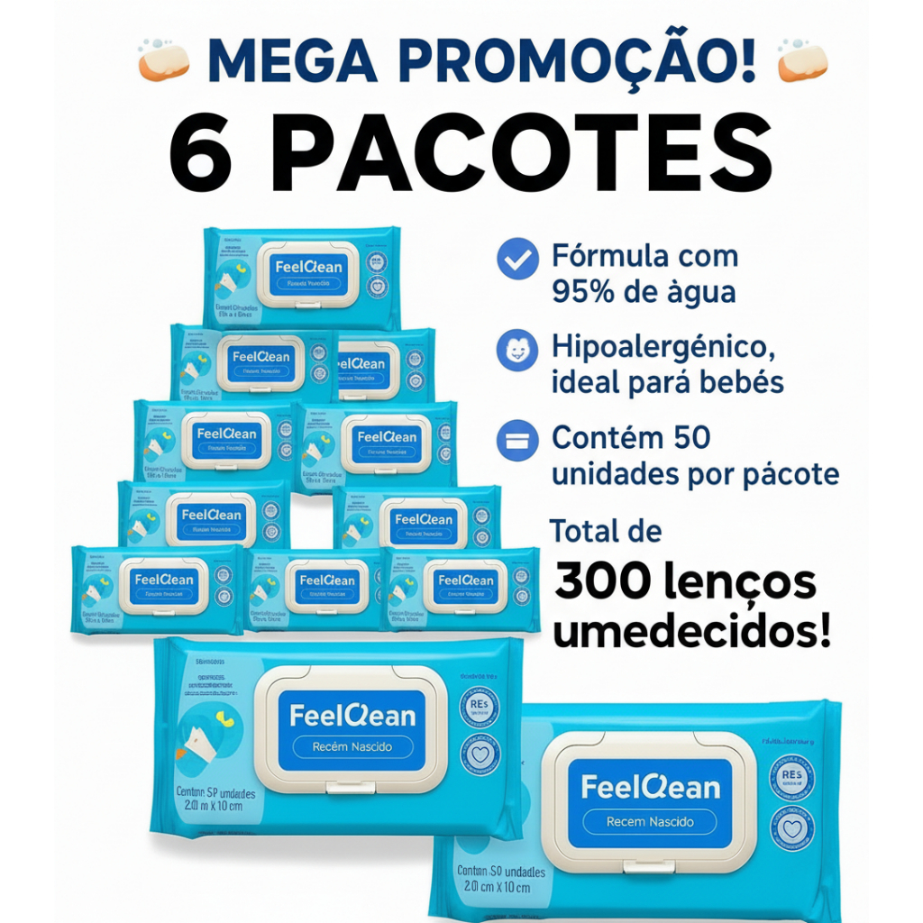6 Pacotes Lenço umedecido SENSITIVE Zero Alergia Envio Imediato