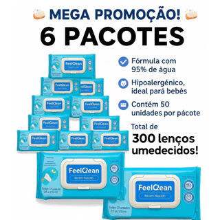 6 Pacotes Lenço umedecido SENSITIVE Zero Alergia Envio Imediato