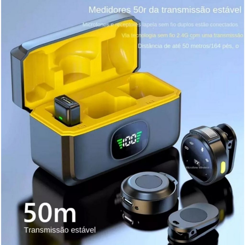 J6 Microfone de lapela sem fio, entrada tipo C