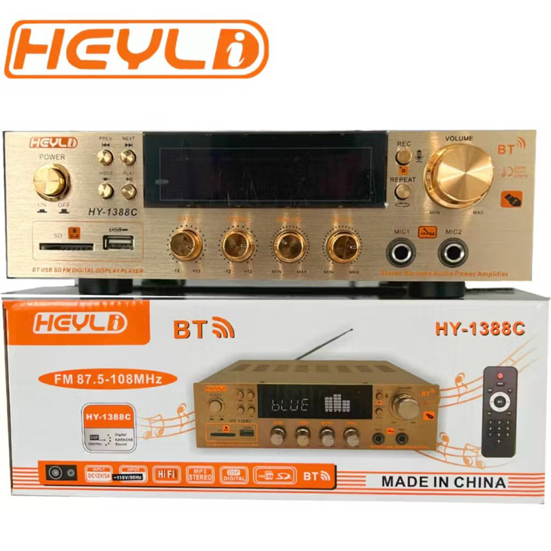 Super Amplificador BT-1388, Stereo 110V ou 220V Bluetooth karaoke Fm sd card usb Potente Bass