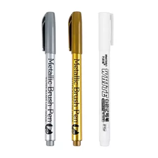 Canetas permanente kits com Branca ponta 1mm ou 5mm + Caneta Metálica Dourada e Prata