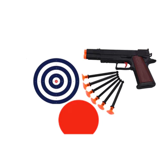 Kit 1 Pistola Arminha De Brinquedo De Plástico 6 Peças + 2 Alvos id2