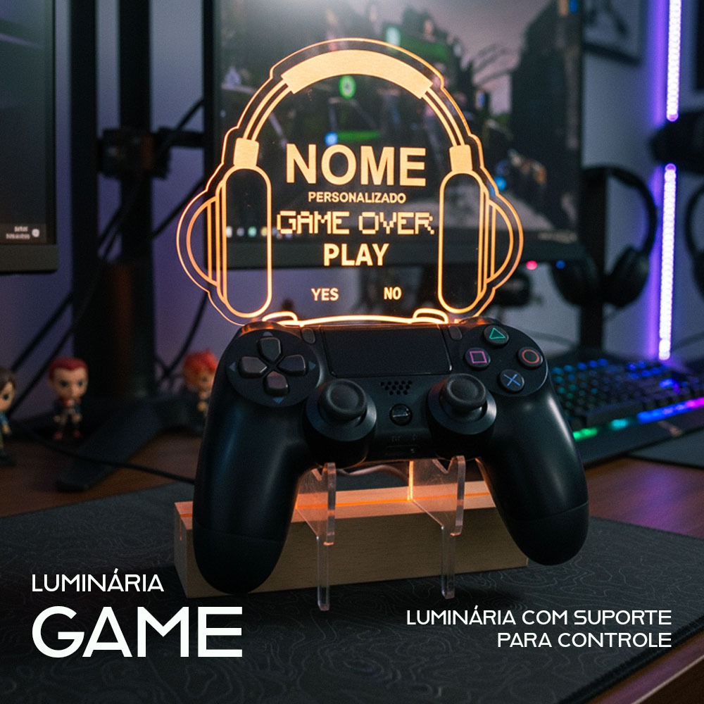 Luminária LED Gamer Personalizada | Suporte para Controle | Decoração ...