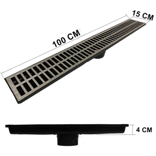 ralo linear 15x100 grelha + caixa coletora para piscina, área externa, quintal - MARAVILHOSO MUNDO DAS GRELHAS