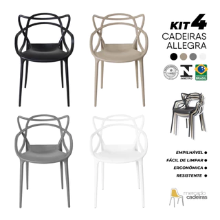 Kit 4 Cadeiras Allegra Inmetro Resistente Ergonômica Sala Cozinha Jantar - Mercado Cadeiras